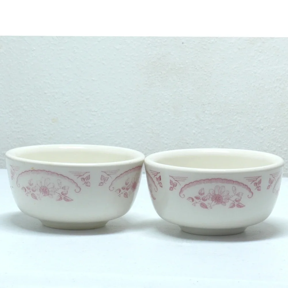HLC Homer Laughlin China Bowls Set of 2 Pink Floral Restaurant Ware USA Cream